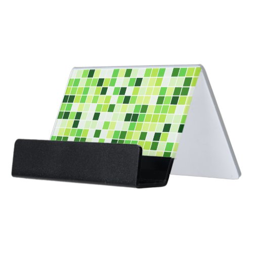 Pool Tiles Green Mosaic Tiles Geometric Pattern Desk Business Card Holder