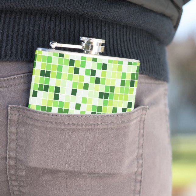 Pool Tiles, Green Mosaic Tiles, Geometric Pattern Flask (In Situ)