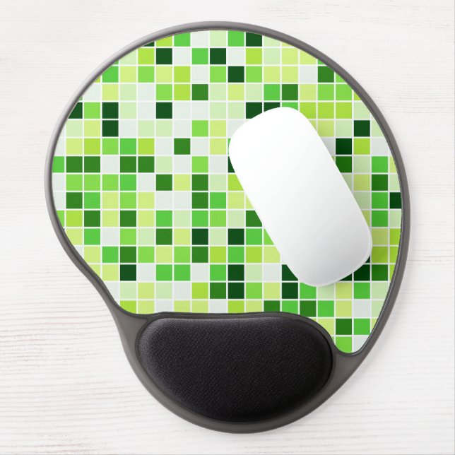 Pool Tiles, Green Mosaic Tiles, Geometric Pattern Gel Mouse Pad (Left Side)