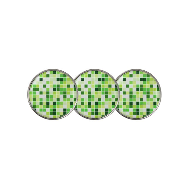 Pool Tiles, Green Mosaic Tiles, Geometric Pattern Golf Ball Marker (3 Up)