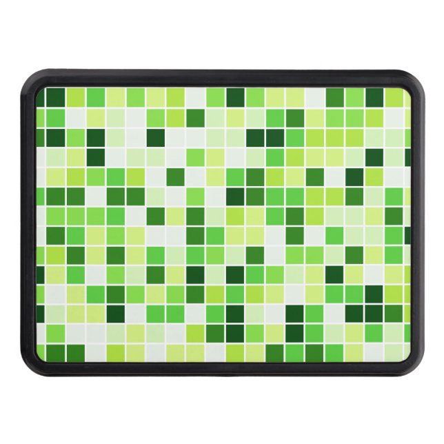 Pool Tiles, Green Mosaic Tiles, Geometric Pattern Hitch Cover (Front)