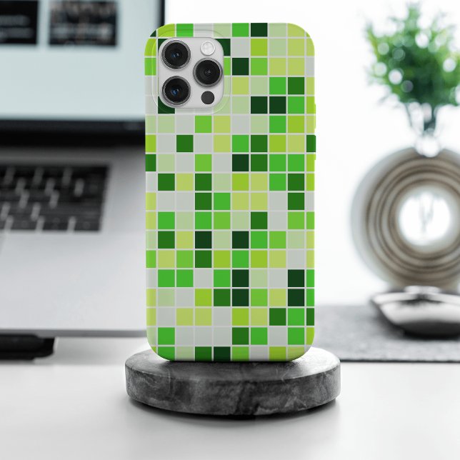Pool Tiles, Green Mosaic Tiles, Geometric Pattern iPhone Case (Creator Uploaded)