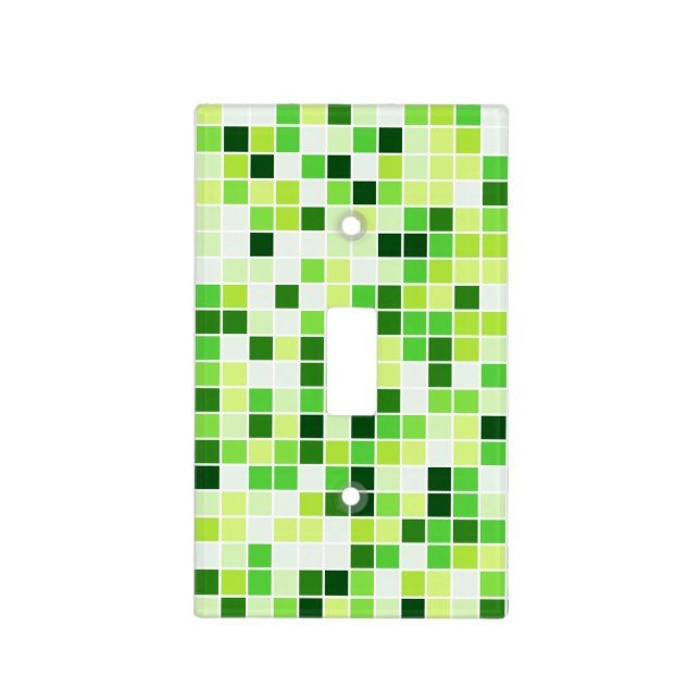 Pool Tiles, Green Mosaic Tiles, Geometric Pattern Light Switch Cover (Front)