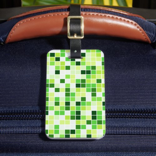 Pool Tiles Green Mosaic Tiles Geometric Pattern Luggage Tag