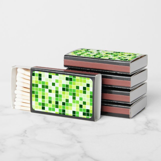 Pool Tiles, Green Mosaic Tiles, Geometric Pattern Matchboxes (Stacked)