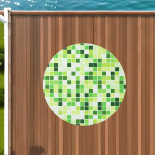 Pool Tiles, Green Mosaic Tiles, Geometric Pattern Outdoor Rug