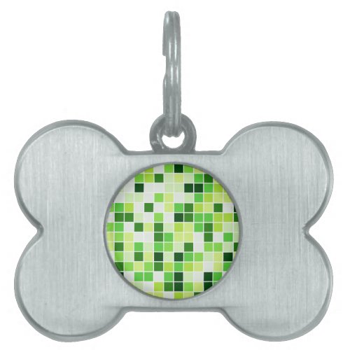 Pool Tiles Green Mosaic Tiles Geometric Pattern Pet ID Tag