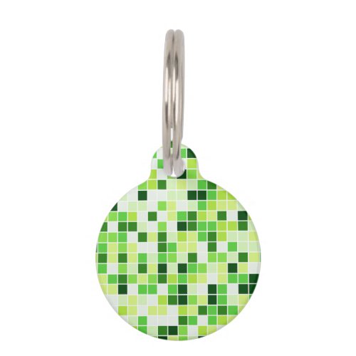 Pool Tiles Green Mosaic Tiles Geometric Pattern Pet ID Tag