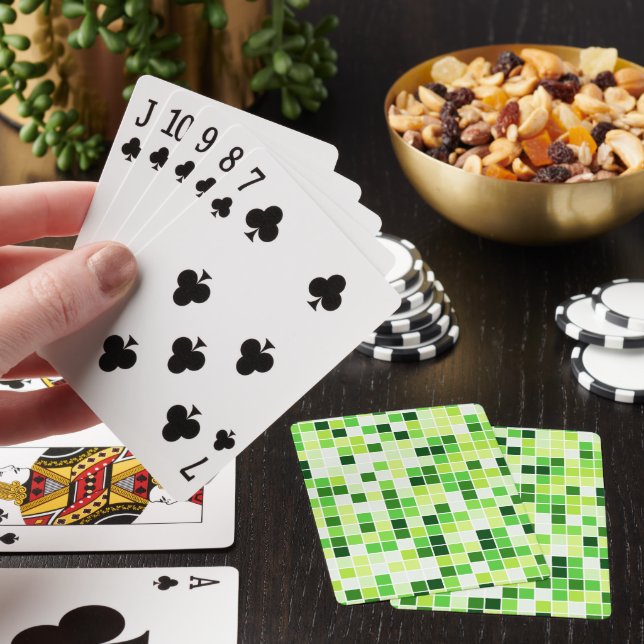 Pool Tiles, Green Mosaic Tiles, Geometric Pattern Poker Cards (In Situ)