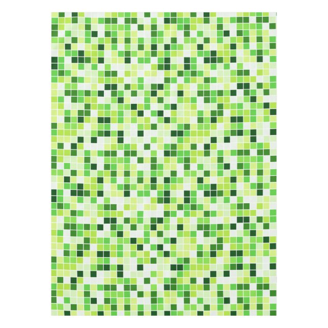 Pool Tiles, Green Mosaic Tiles, Geometric Pattern Tablecloth (Front)