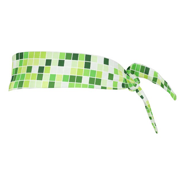 Pool Tiles, Green Mosaic Tiles, Geometric Pattern Tie Headband (Rotate 90)