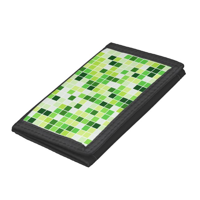 Pool Tiles, Green Mosaic Tiles, Geometric Pattern Trifold Wallet (Bottom)