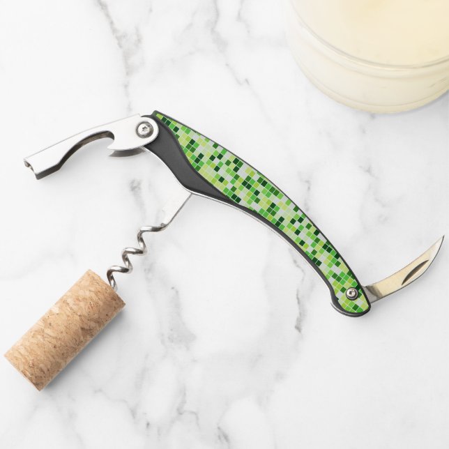 Pool Tiles, Green Mosaic Tiles, Geometric Pattern Waiter's Corkscrew (Front)