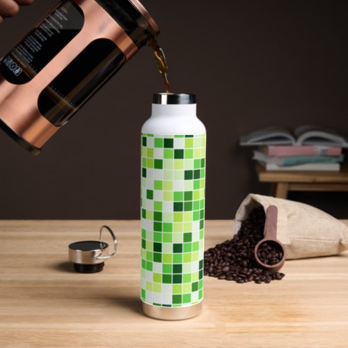 Pool Tiles Green Mosaic Tiles Geometric Pattern Water Bottle