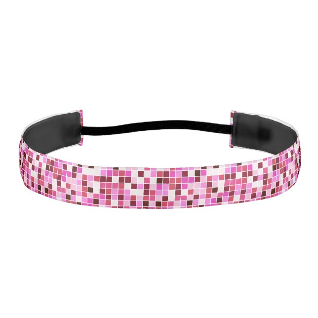 Pool Tiles, Pink Mosaic Tiles, Geometric Pattern Athletic Headband (Front)