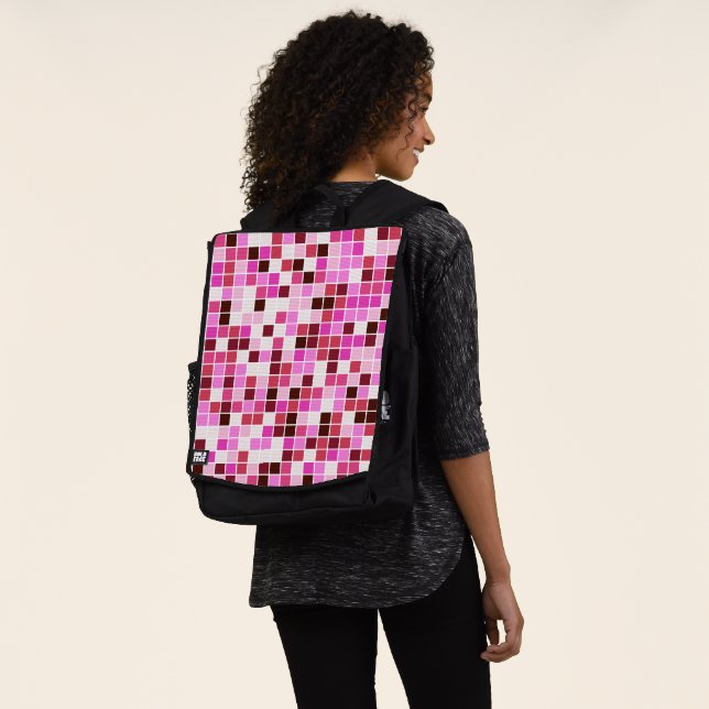 Pool Tiles, Pink Mosaic Tiles, Geometric Pattern Backpack (Worn)