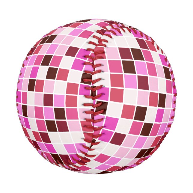 Pool Tiles, Pink Mosaic Tiles, Geometric Pattern Baseball (Angled)