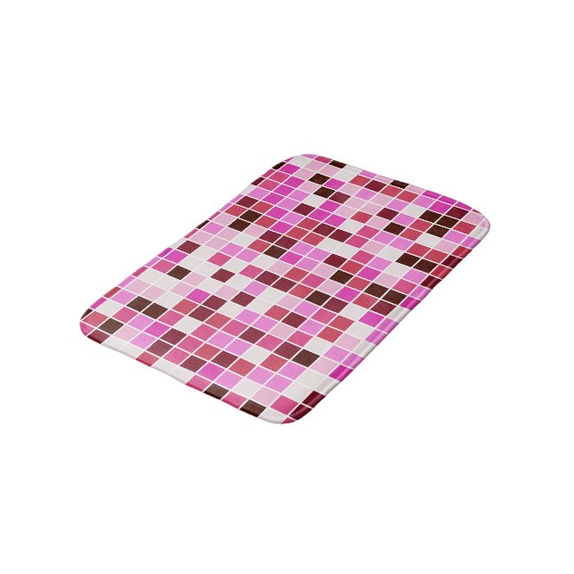 Pool Tiles, Pink Mosaic Tiles, Geometric Pattern Bath Mat (Angled)