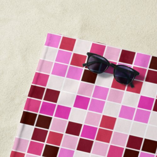 Pool Tiles Pink Mosaic Tiles Geometric Pattern Beach Towel