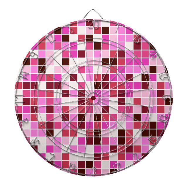 Pool Tiles, Pink Mosaic Tiles, Geometric Pattern Dart Board (Front)