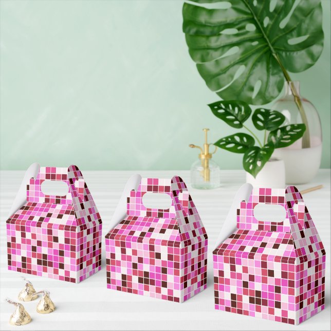 Pool Tiles, Pink Mosaic Tiles, Geometric Pattern Favor Boxes (Multiple)