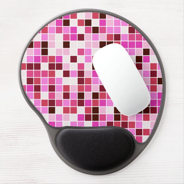 Pool Tiles, Pink Mosaic Tiles, Geometric Pattern Gel Mouse Pad (Left Side)