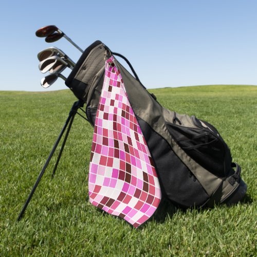 Pool Tiles Pink Mosaic Tiles Geometric Pattern Golf Towel