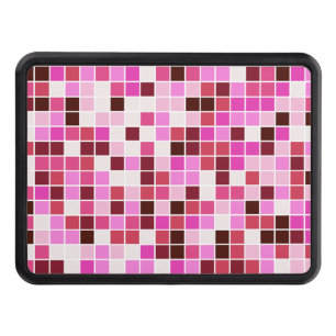 Pool Tiles, Pink Mosaic Tiles, Geometric Pattern Hitch Cover