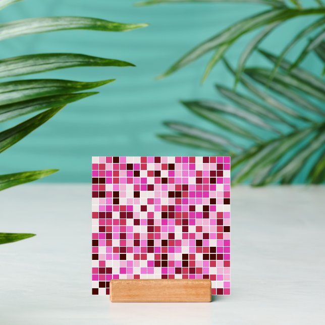 Pool Tiles, Pink Mosaic Tiles, Geometric Pattern Holder (Insitu 2)