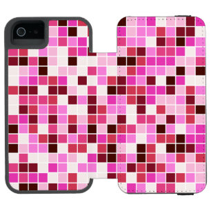 Pool Tiles, Pink Mosaic Tiles, Geometric Pattern iPhone SE/5/5s Wallet Case