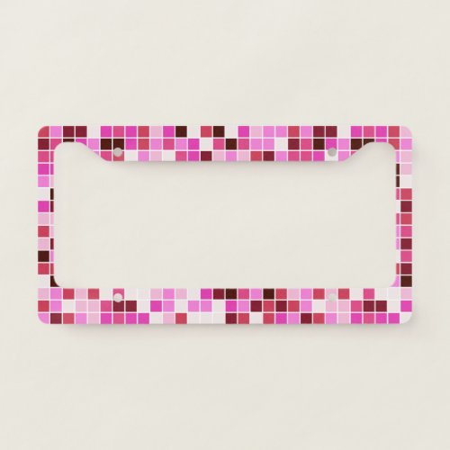 Pool Tiles Pink Mosaic Tiles Geometric Pattern License Plate Frame