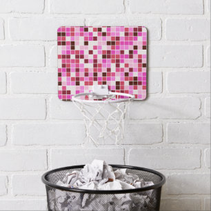 Pool Tiles, Pink Mosaic Tiles, Geometric Pattern Mini Basketball Hoop