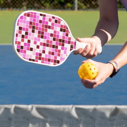 Pool Tiles Pink Mosaic Tiles Geometric Pattern Pickleball Paddle