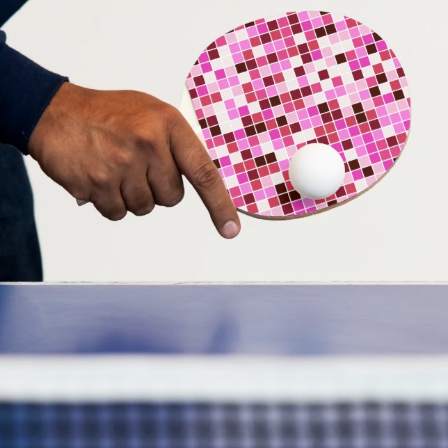 Pool Tiles, Pink Mosaic Tiles, Geometric Pattern Ping Pong Paddle (Insitu)