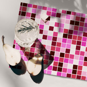 Pool Tiles, Pink Mosaic Tiles, Geometric Pattern Placemat
