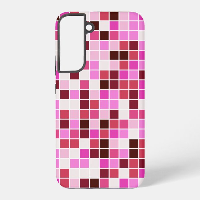 Pool Tiles, Pink Mosaic Tiles, Geometric Pattern Samsung Galaxy Case (Back)
