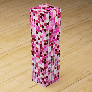 Pool Tiles, Pink Mosaic Tiles, Geometric Pattern Wine Box