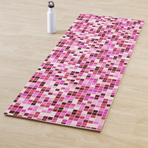 Pool Tiles Pink Mosaic Tiles Geometric Pattern Yoga Mat