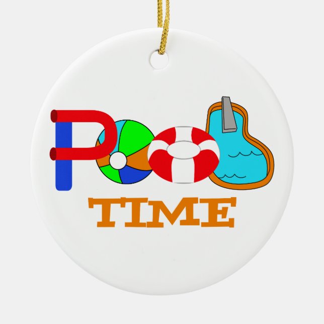 Pool Time Ceramic Ornament (Front)