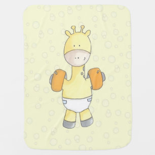 Pool Time Fun With Baby Giraffe Baby Blanket