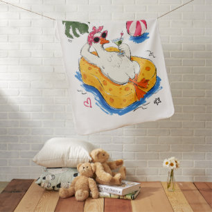 Pool Time Funny Duck with Sunglasses & Cocktail Baby Blanket