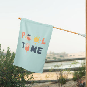 pool time House Flag Outdoor Sign summer