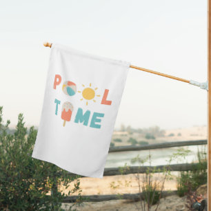 pool time House Flag Outdoor Sign summer fun