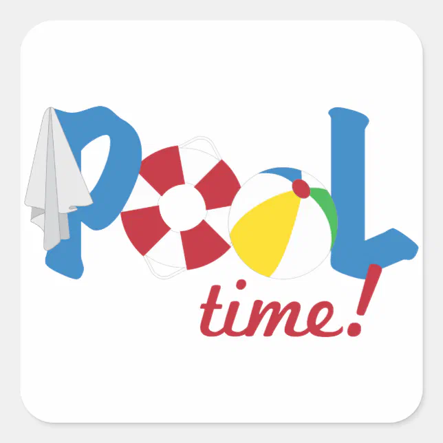 Pool Time Square Sticker Zazzle