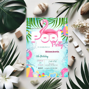 Pool Toys Summer Birthday Party Invitation