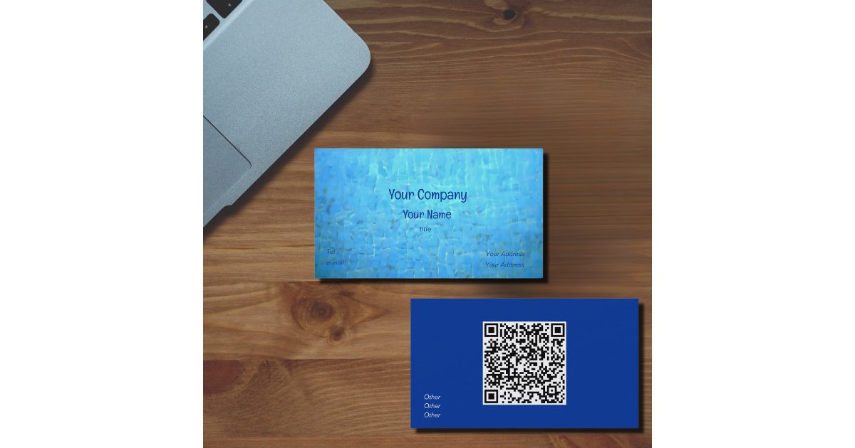 Pool Water add QR Business Card | Zazzle