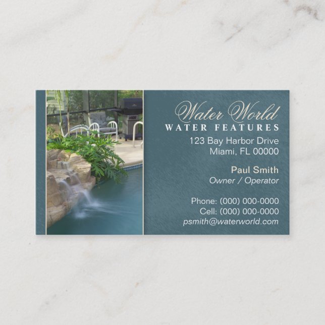 Pool Water Feature Business Card (Front)