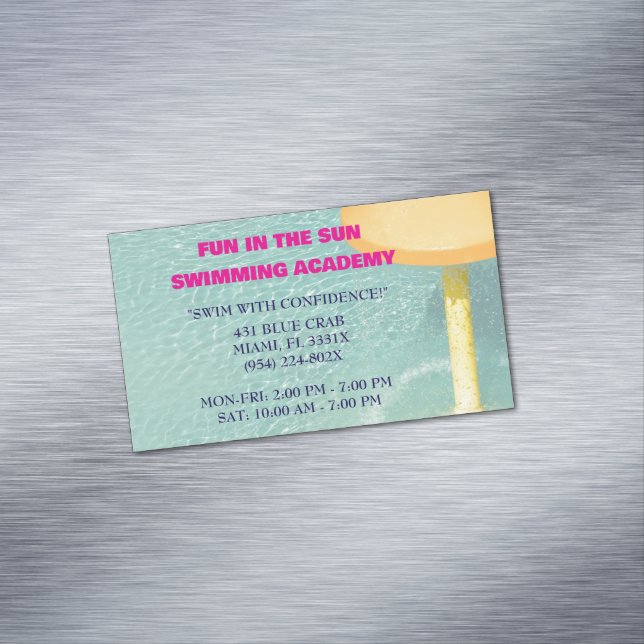 Pool Water Lessons for Swimming Business Card Magnet (In Situ)