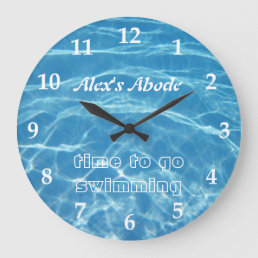 Pool Water Swimming Clear Cool Blue Aquatic Fresh Large Clock