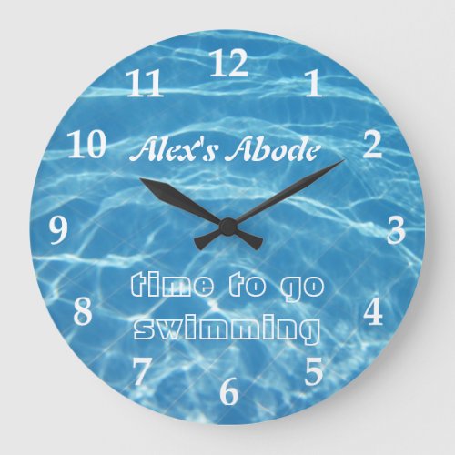 Pool Water Swimming Clear Cool Blue Aquatic Fresh Large Clock